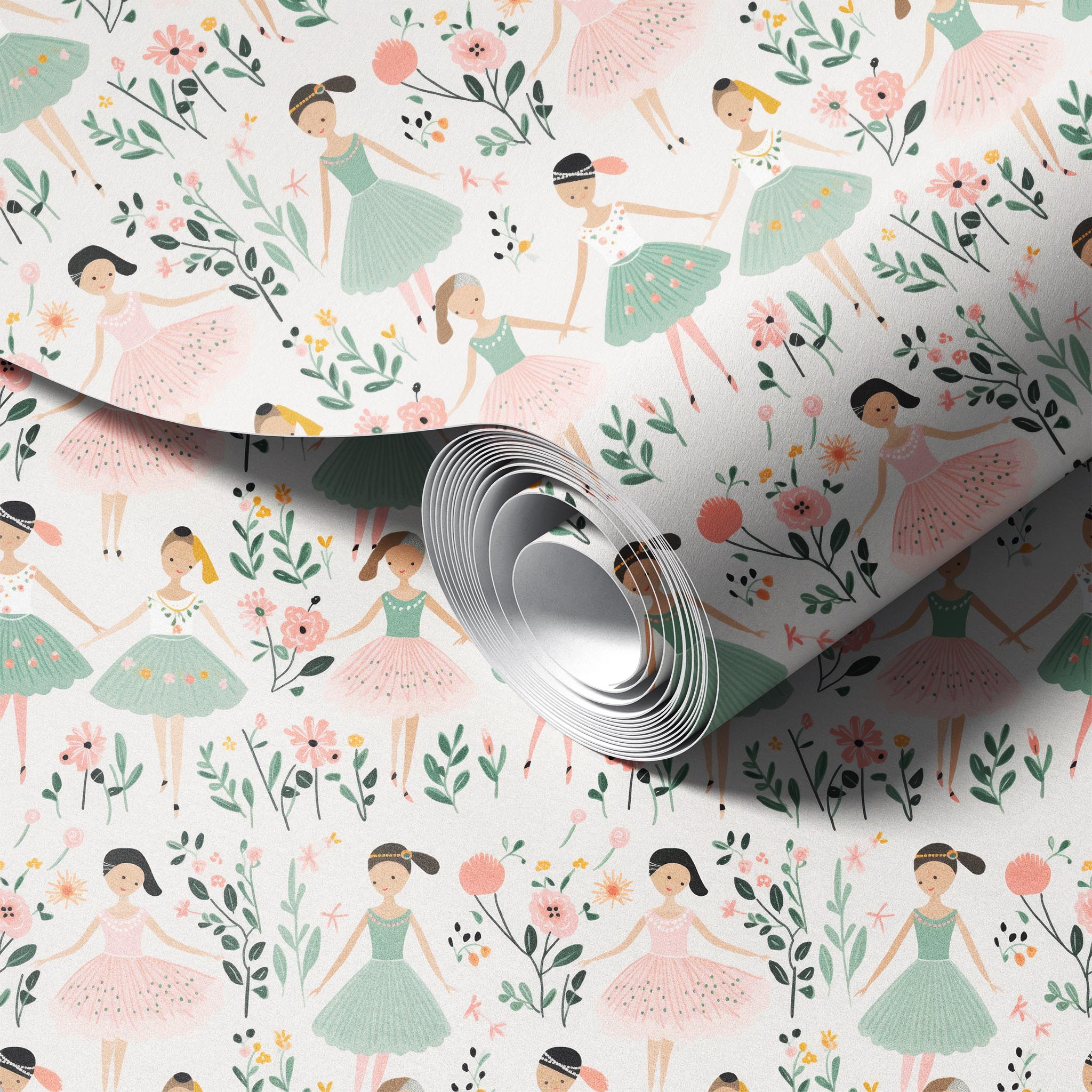 Ballerina peel and stick wallpaper room mockup